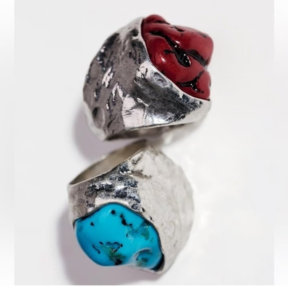 Zara Jewelry - *NEW* ZARA 2 PACK STONE RINGS RED AND BLUE